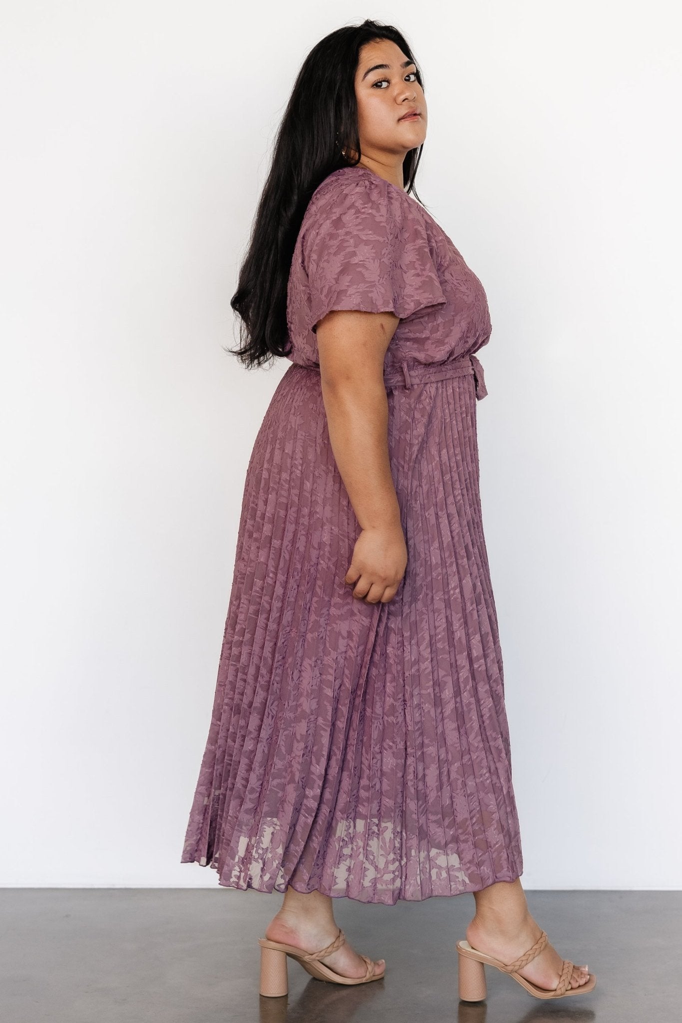 Mindy Pleated Dress | Vintage Plum