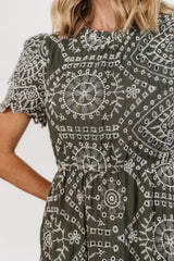 Mirabel Eyelet Midi Dress | Olive + White