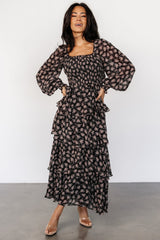 Miranda Tiered Maxi Dress | Black Floral
