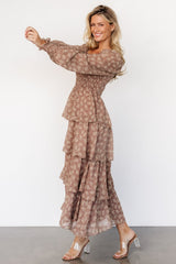 Miranda Tiered Maxi Dress | Latte Floral