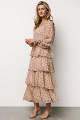 Miranda Tiered Maxi Dress | Taupe Floral