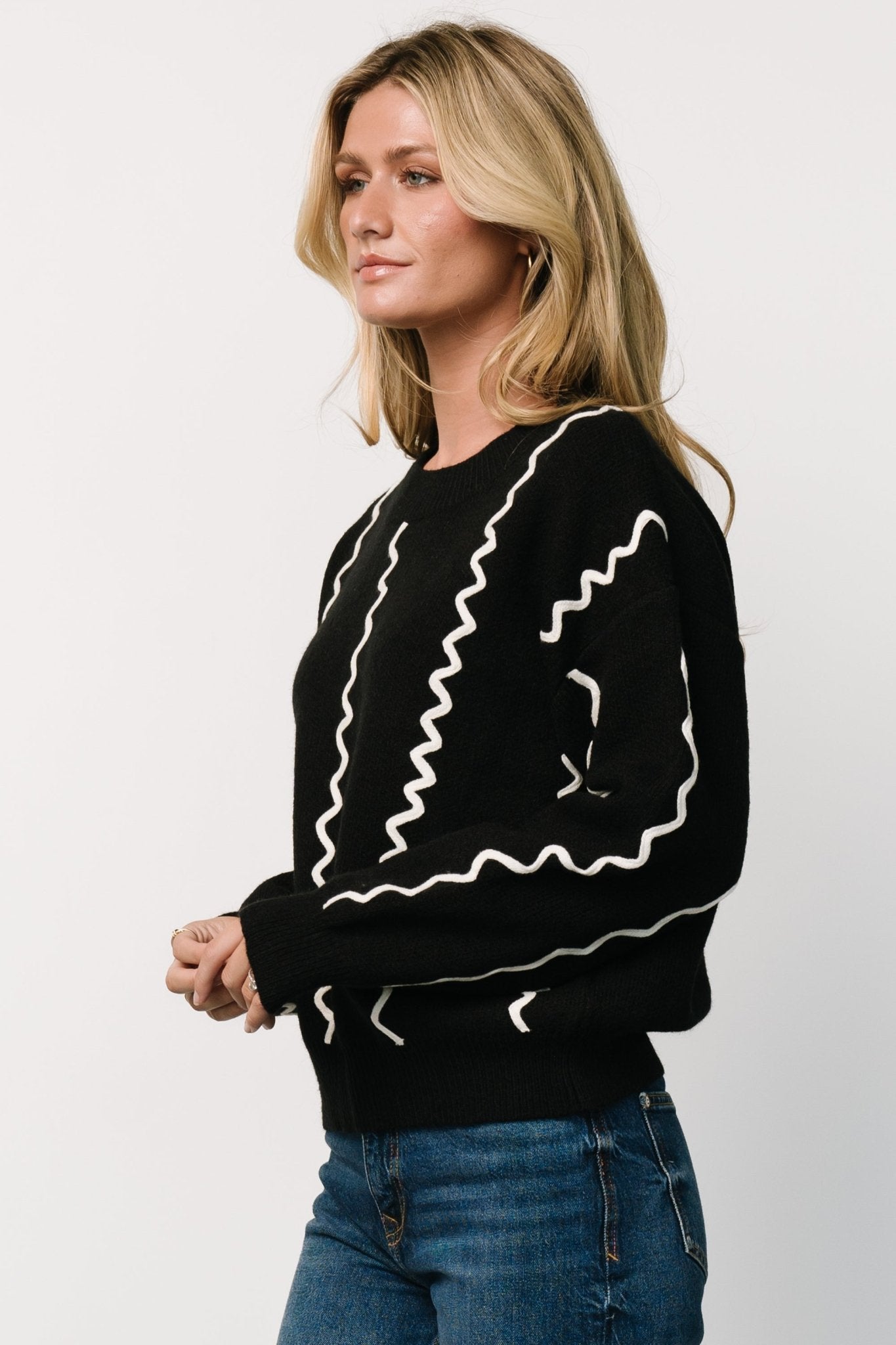 Misha Patterned Sweater | Black