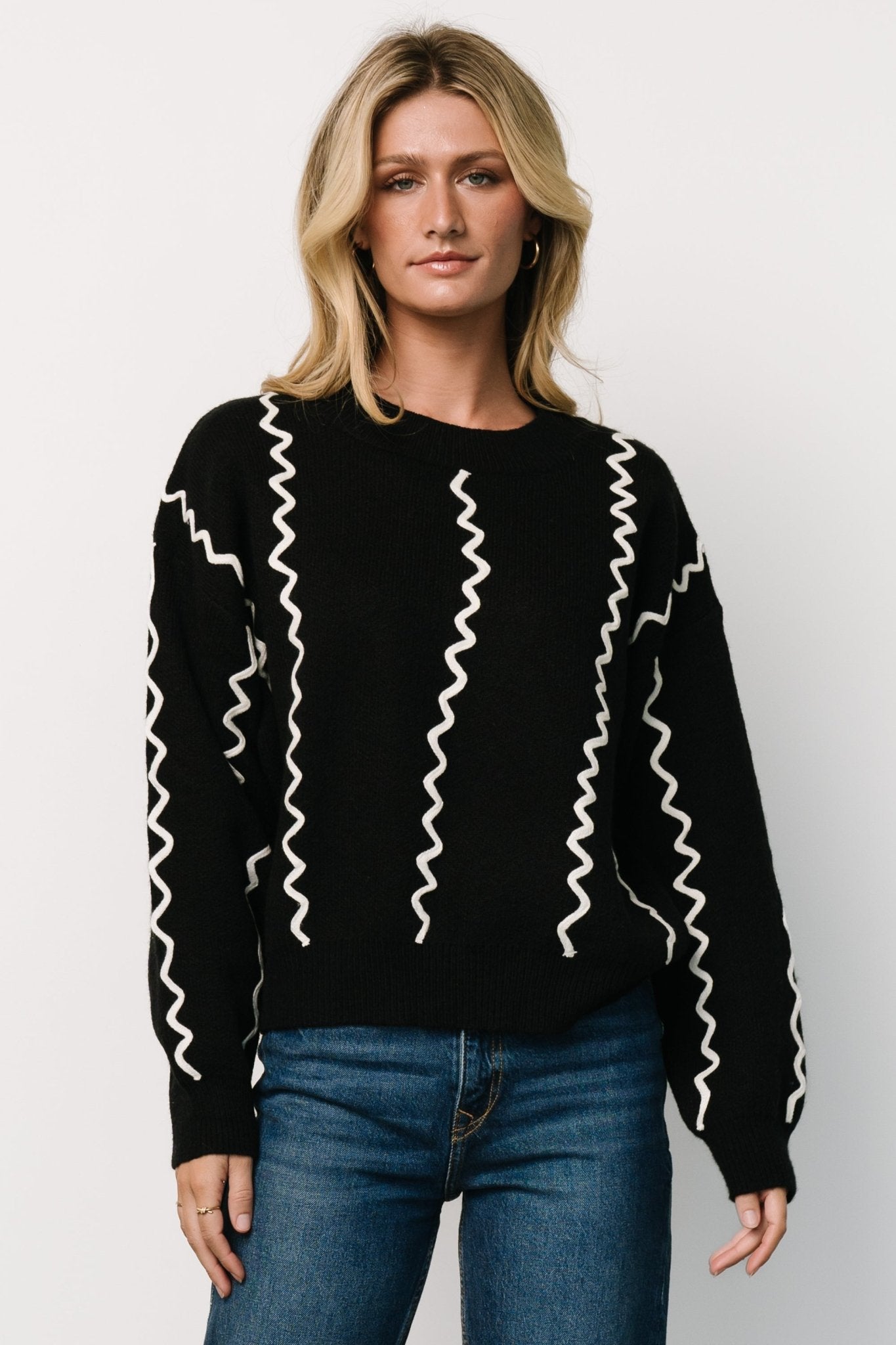 Misha Patterned Sweater | Black