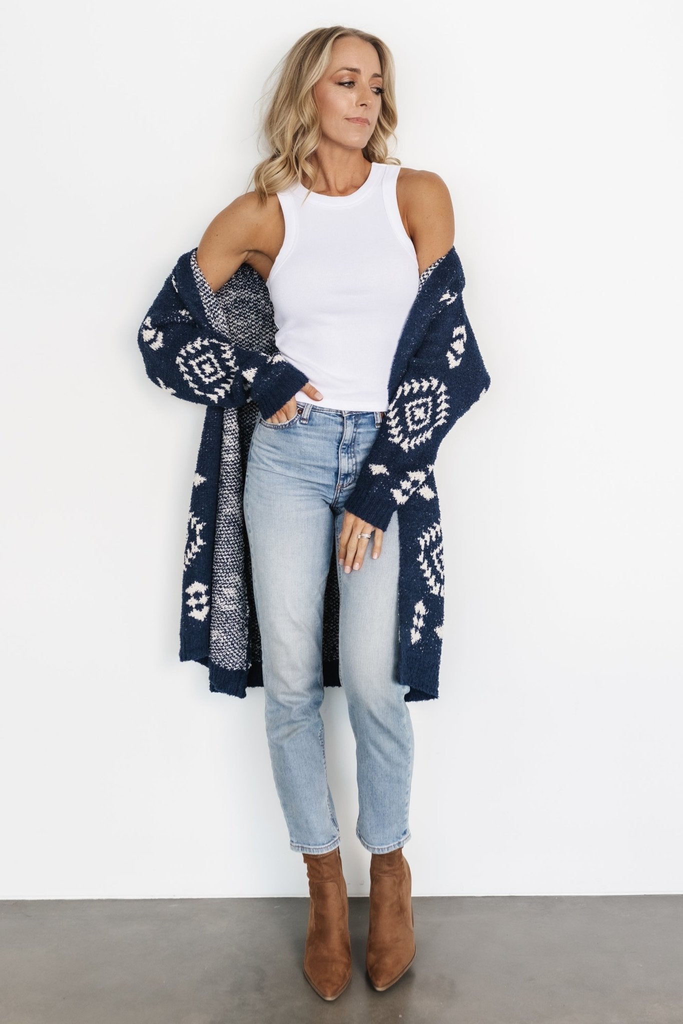 Missoula Oversized Cardigan | Navy + Ivory