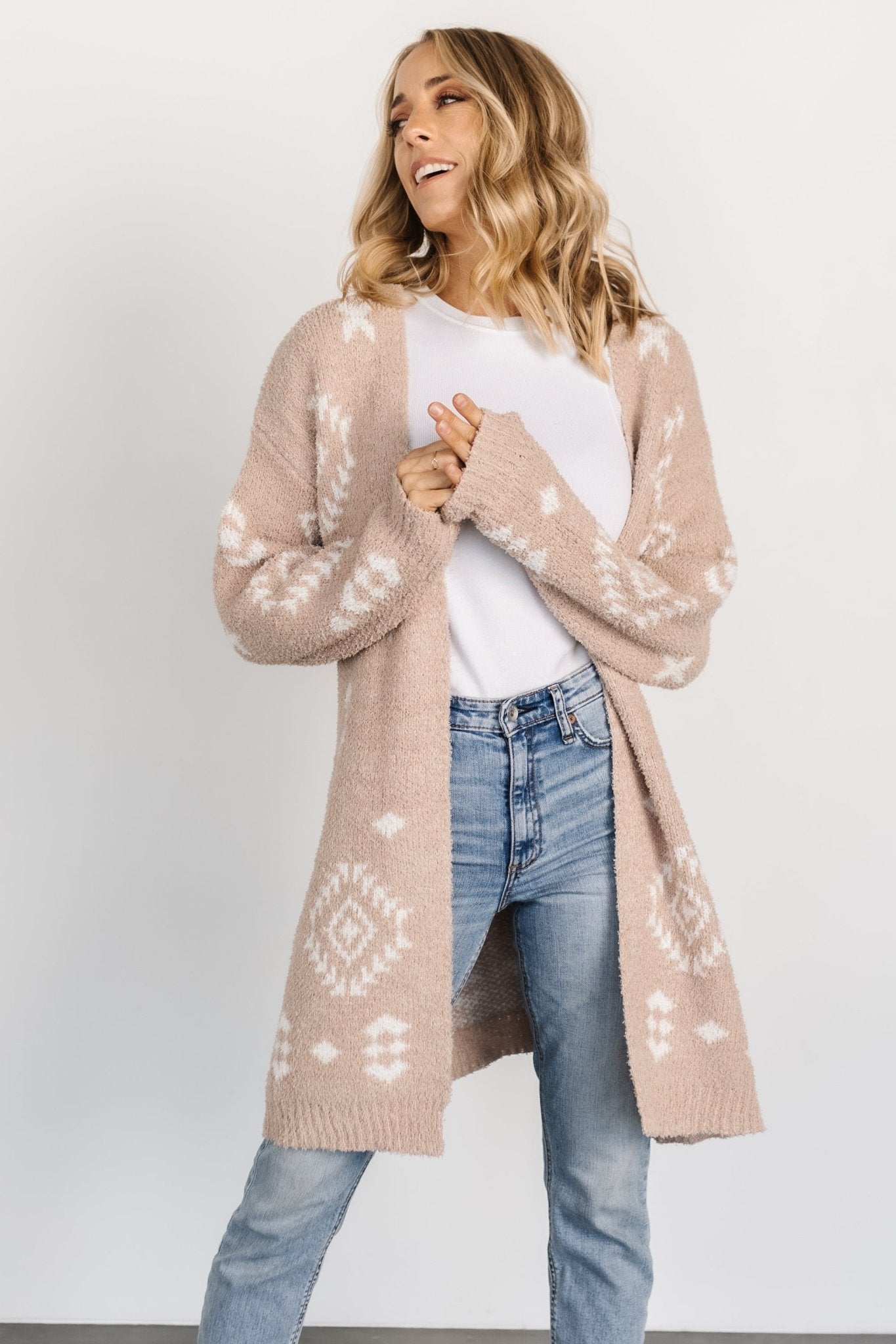 Missoula Oversized Cardigan | Sand + Off White