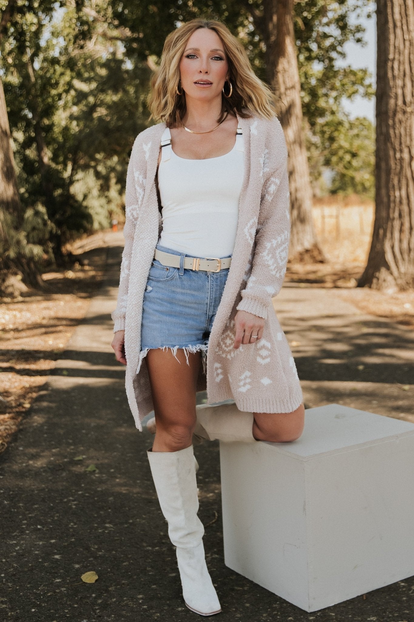 Missoula Oversized Cardigan | Sand + Off White