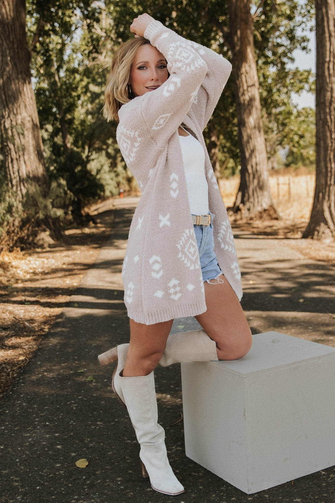 Missoula Oversized Cardigan | Sand + Off White