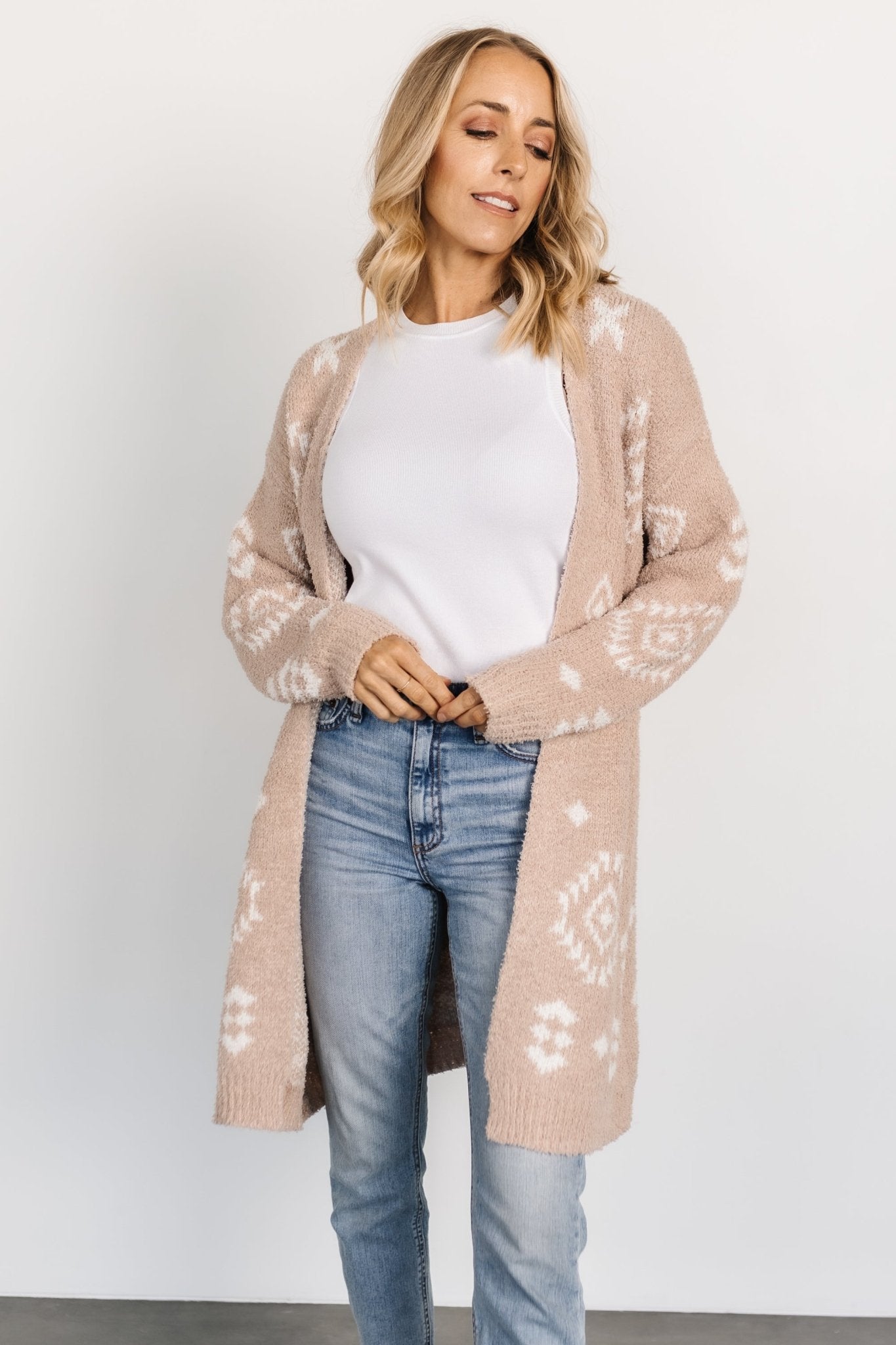 Missoula Oversized Cardigan | Sand + Off White