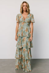 Montaigne Ruffle Maxi Dress | Blue Sage Floral