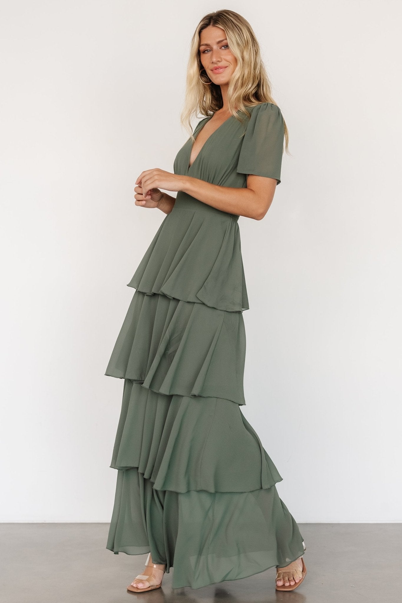 Montaigne Ruffle Maxi Dress | Dark Sage