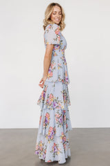 Montaigne Ruffle Maxi Dress | Light Blue Floral