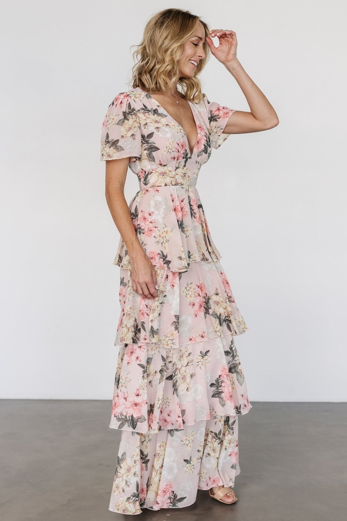 Montaigne Ruffle Maxi Dress | Pale Blush Floral