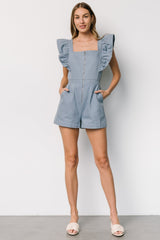 Montgomery Denim Romper | Dusty Blue