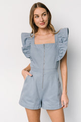 Montgomery Denim Romper | Dusty Blue