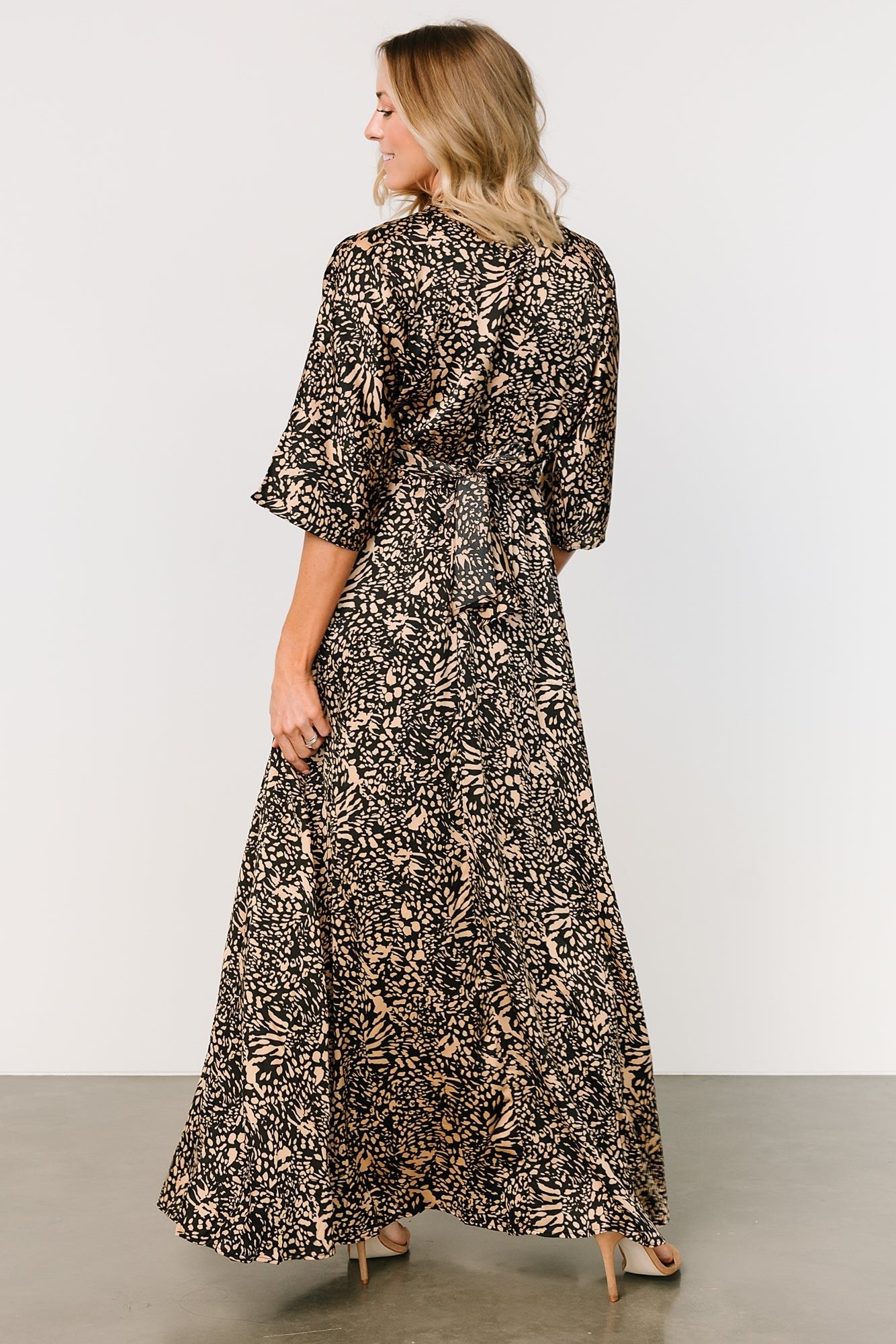 Morlana Maxi Dress | Black + Tan Print
