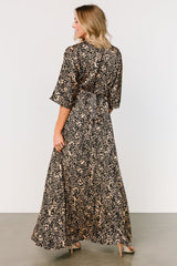 Morlana Maxi Dress | Black + Tan Print