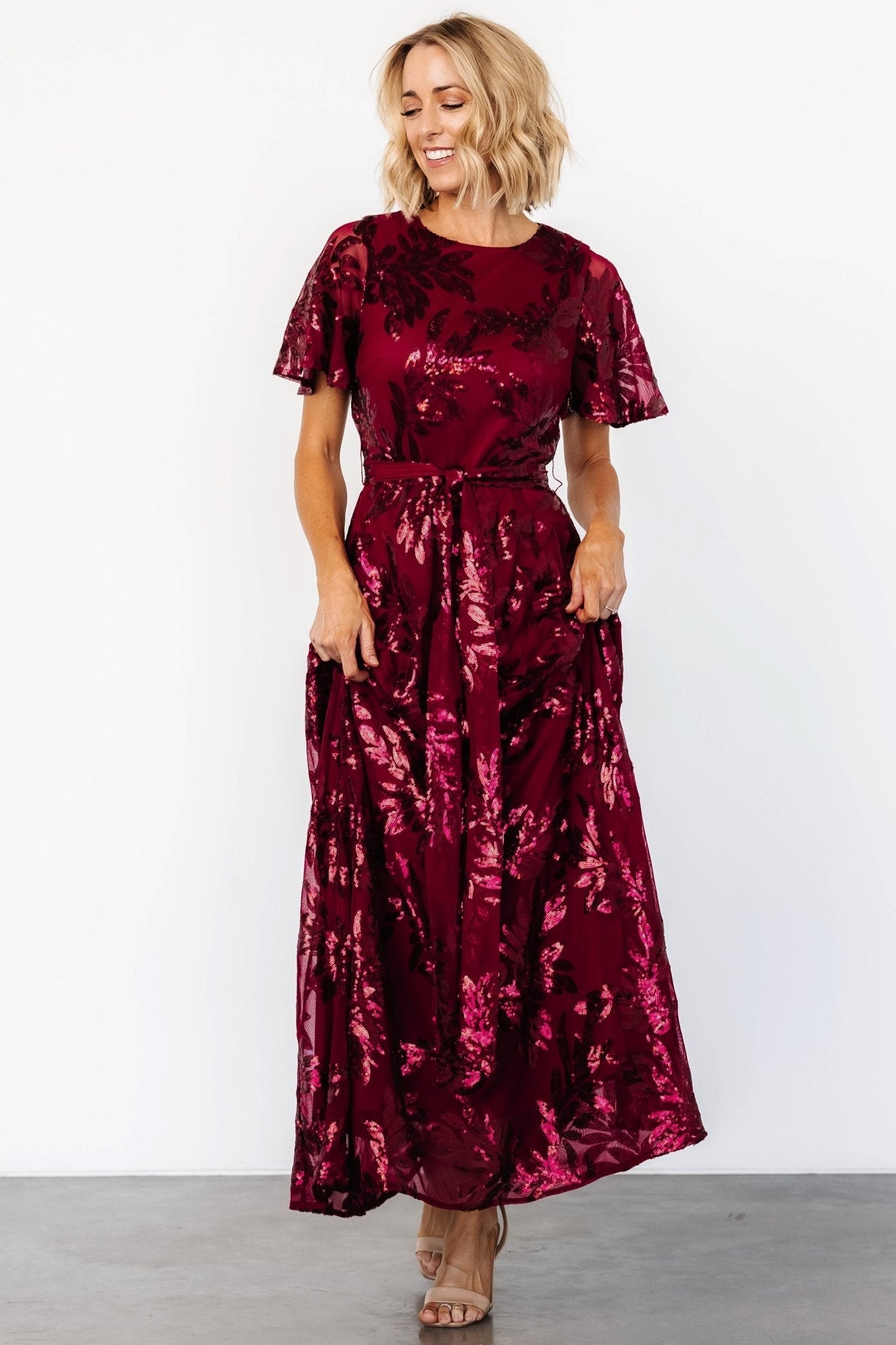 Muse Sequin Maxi Dress | Wine