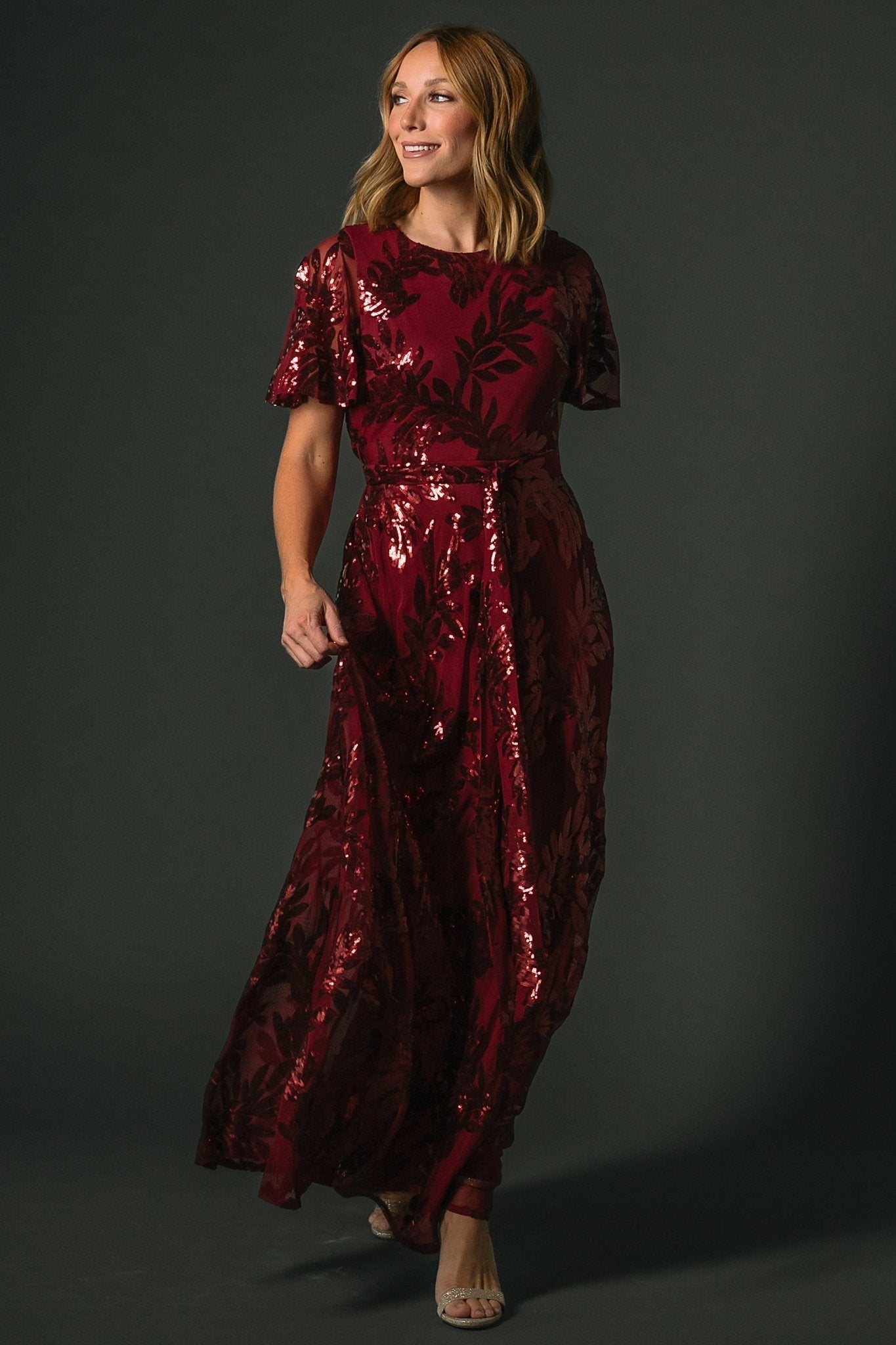 Muse Sequin Maxi Dress | Wine