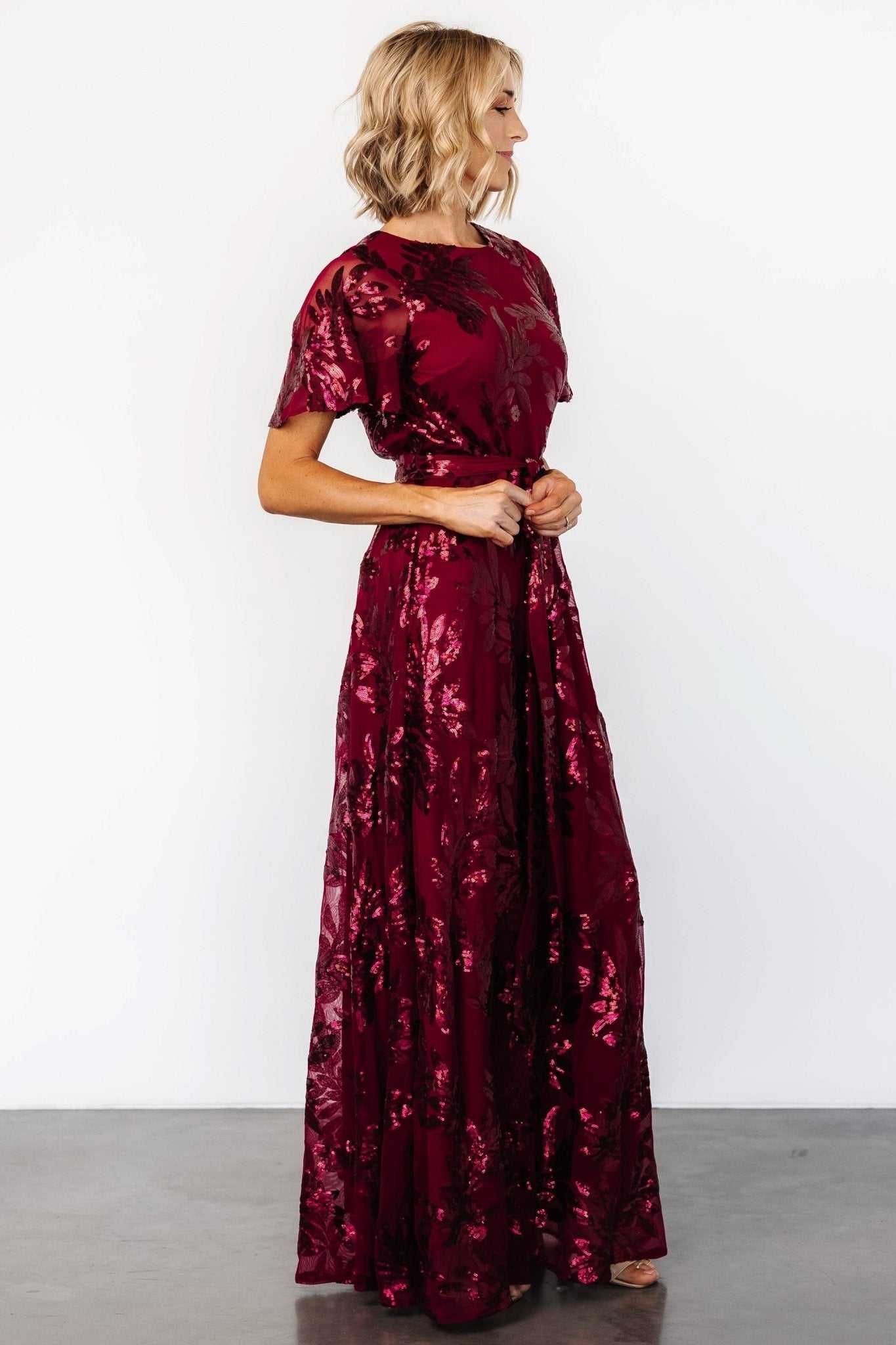 Muse Sequin Maxi Dress | Wine