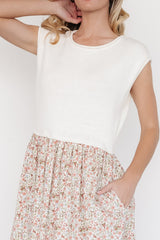 Myra Sweater Dress | Ivory + Coral Floral