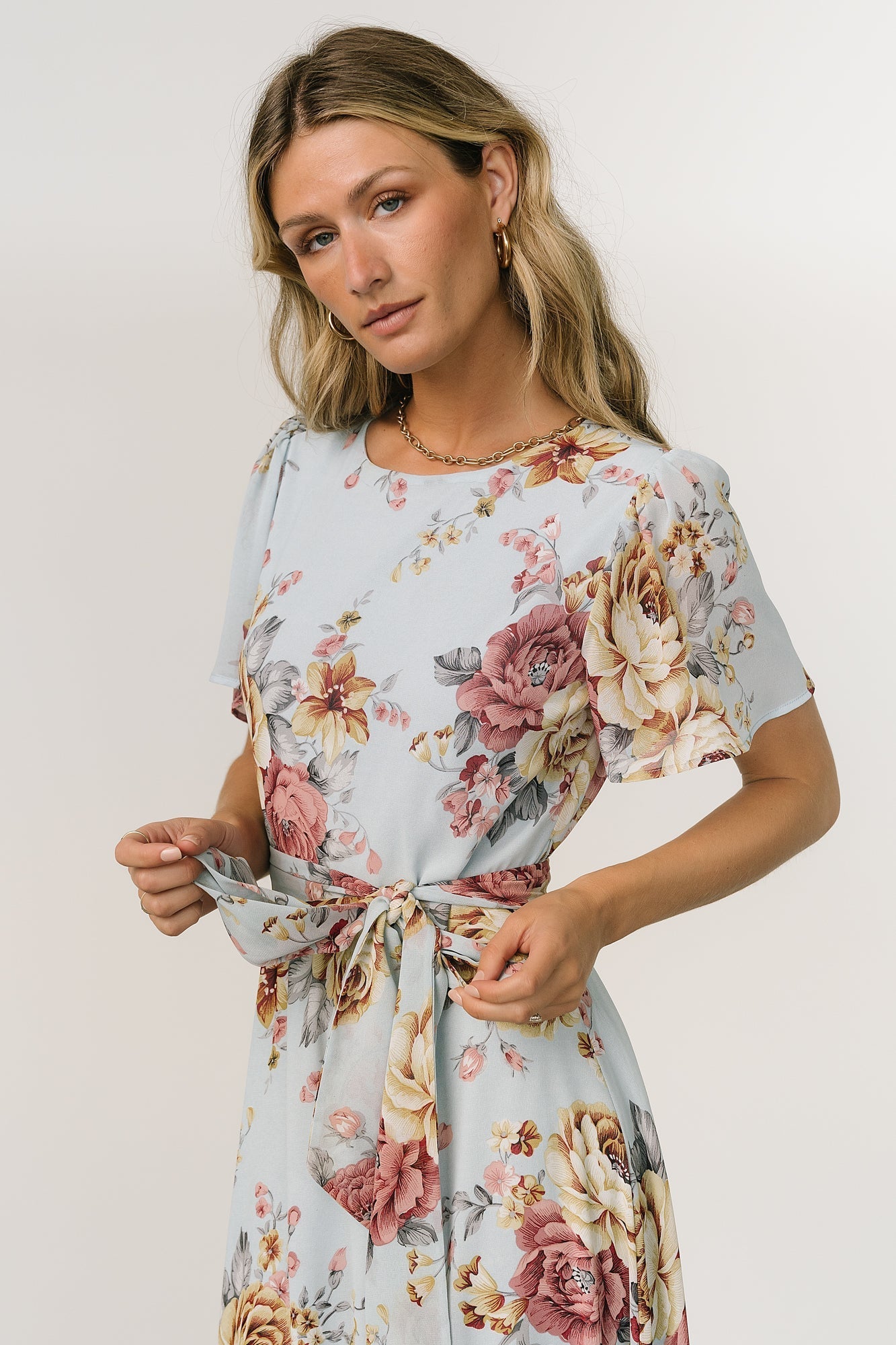 Naomi Short Sleeve Maxi Dress | Blue Multi Floral