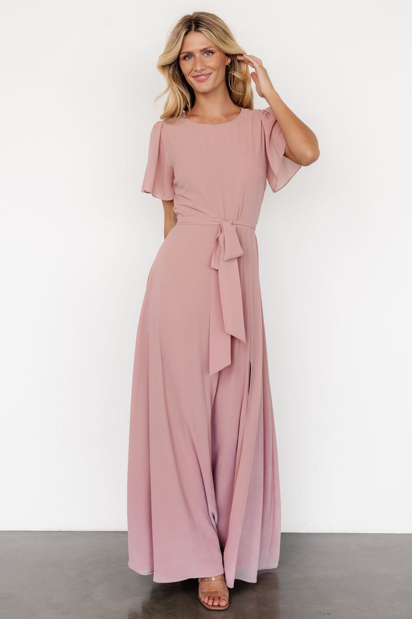 Naomi Short Sleeve Maxi Dress | Blush Pink