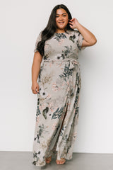 Naomi Short Sleeve Maxi Dress | Pale Blue Floral