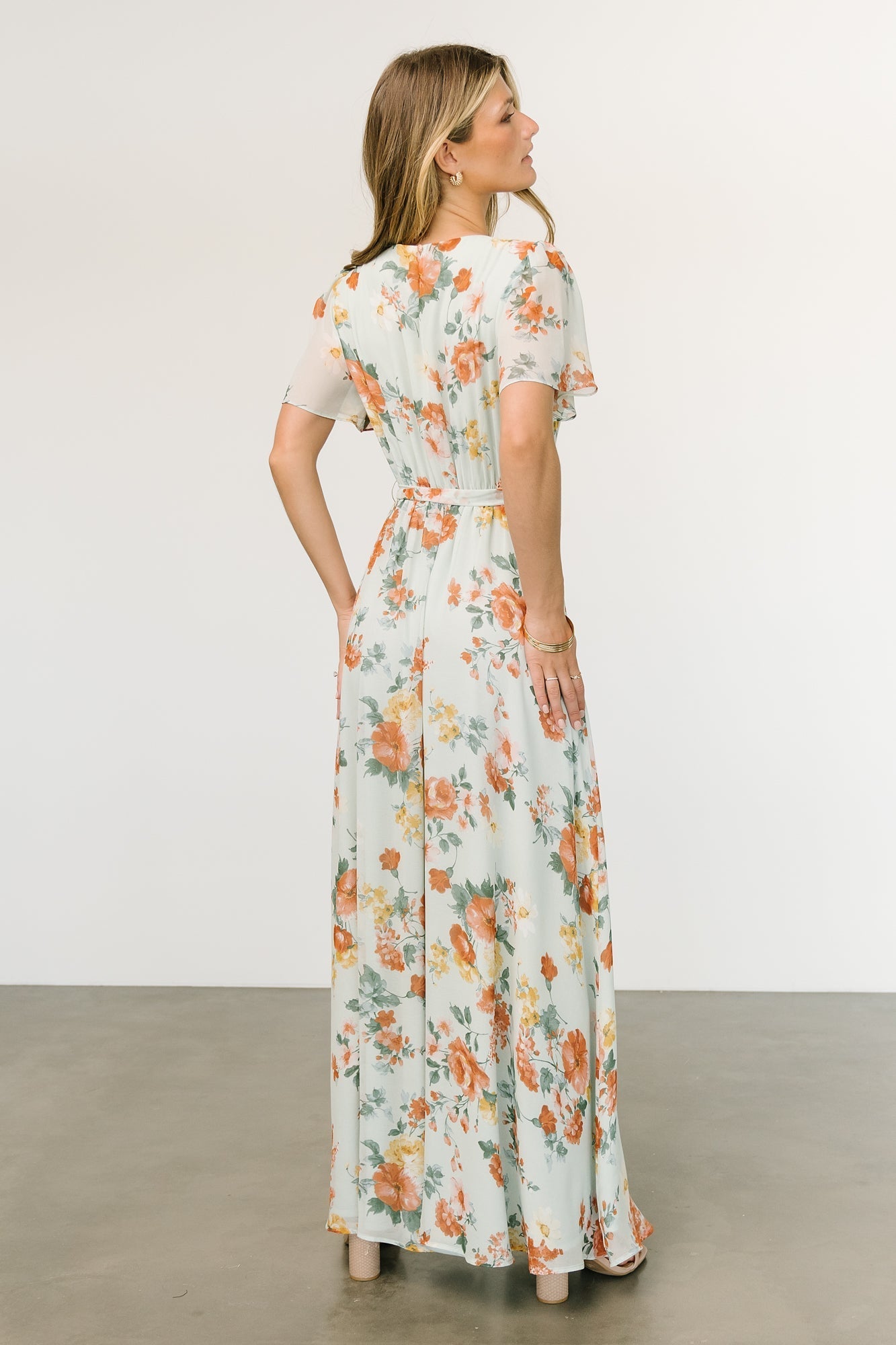 Naomi Short Sleeve Maxi Dress | Sage Floral