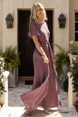 Naomi Short Sleeve Maxi Dress | Vintage Plum
