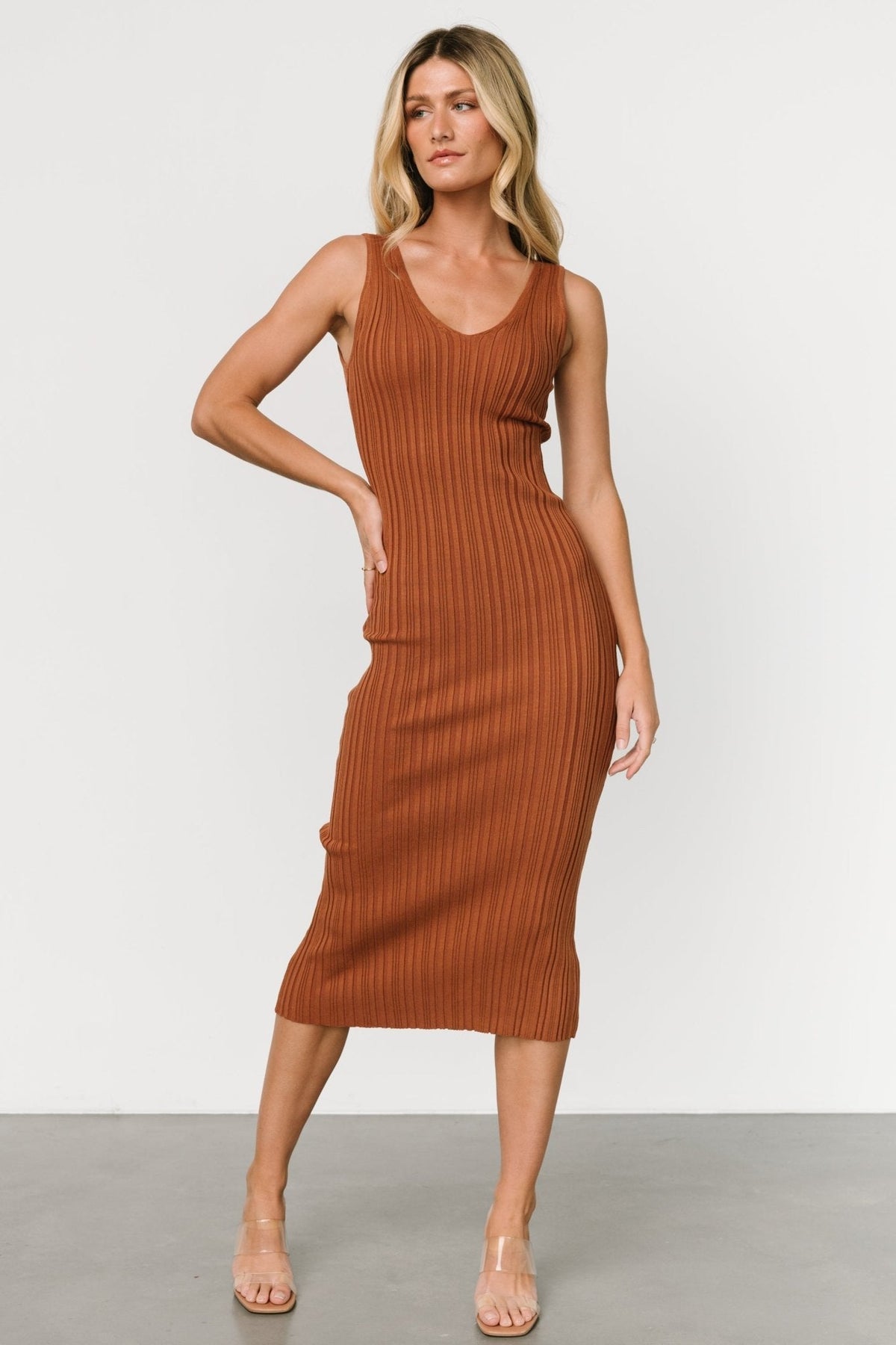 Napa V Neck Tank Dress | Copper
