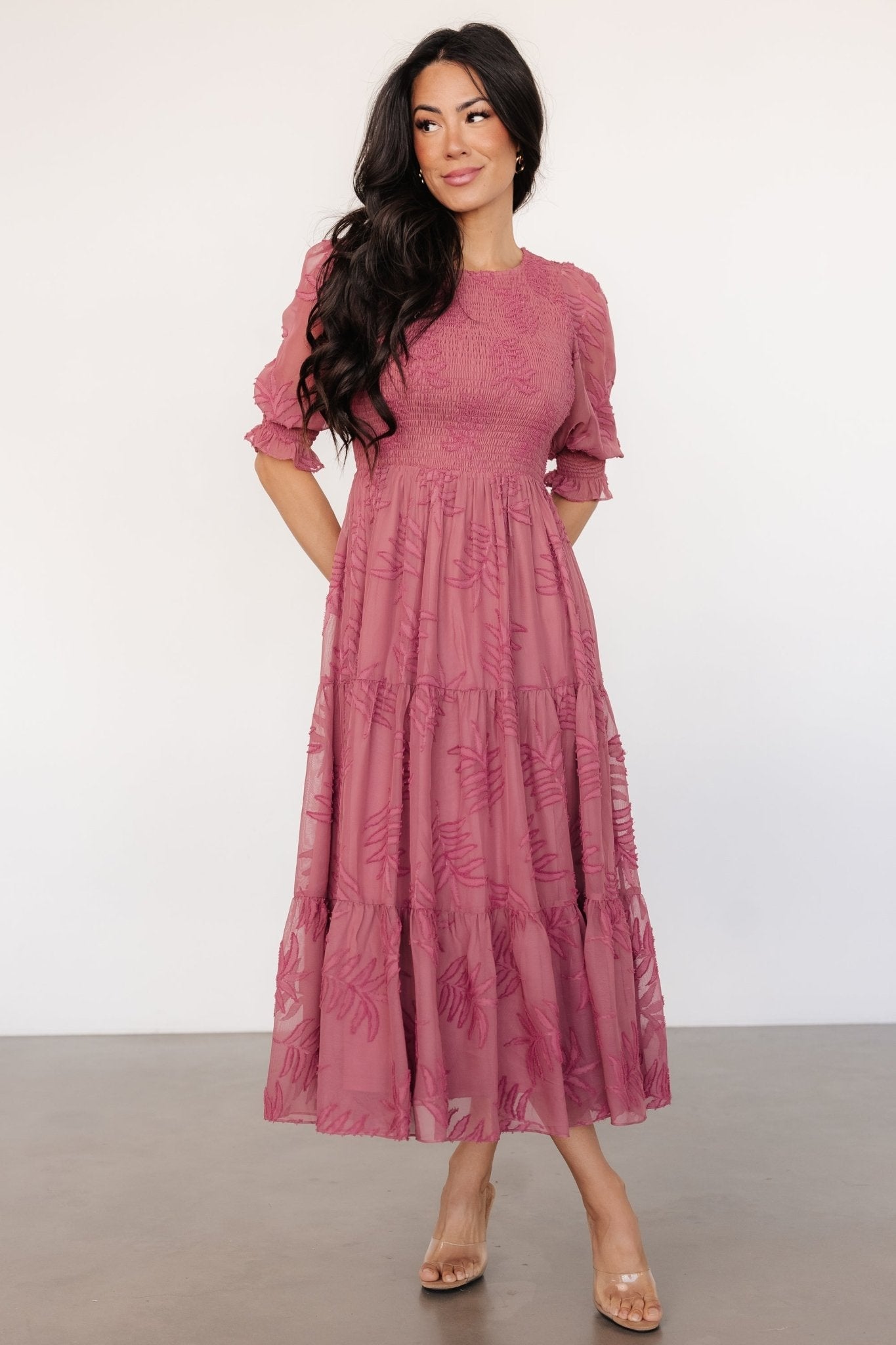 Nellie Smocked Midi Dress | Vintage Rose