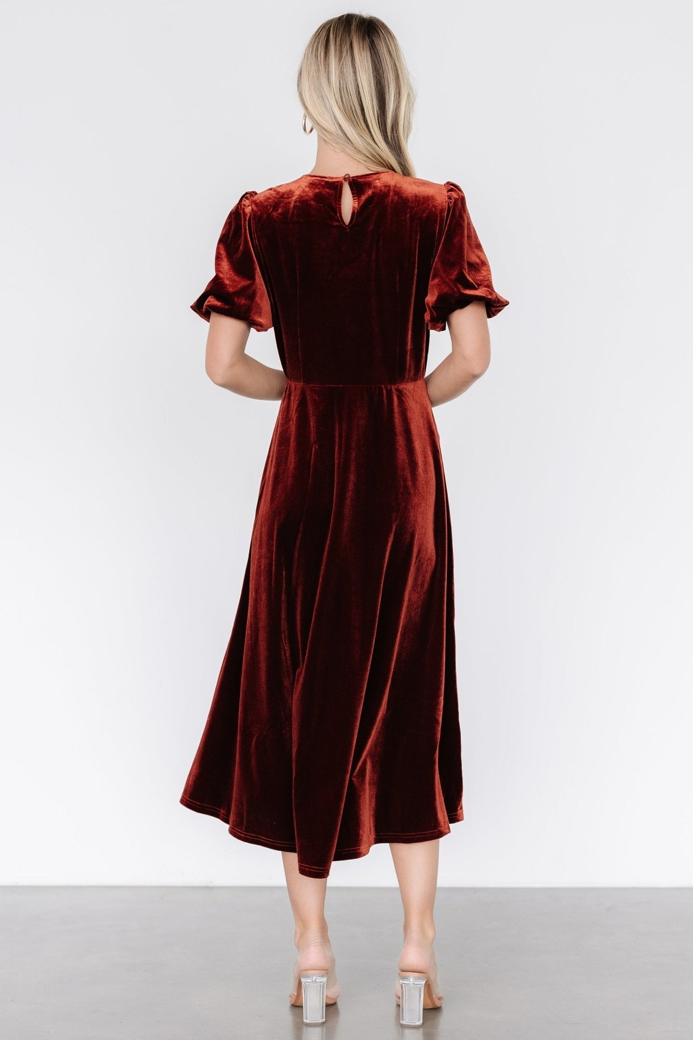 Nita Velvet Midi Dress | Deep Cinnamon