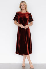 Nita Velvet Midi Dress | Deep Cinnamon