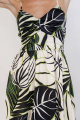 Norita Tie Back Tank Dress | Black + Green Print