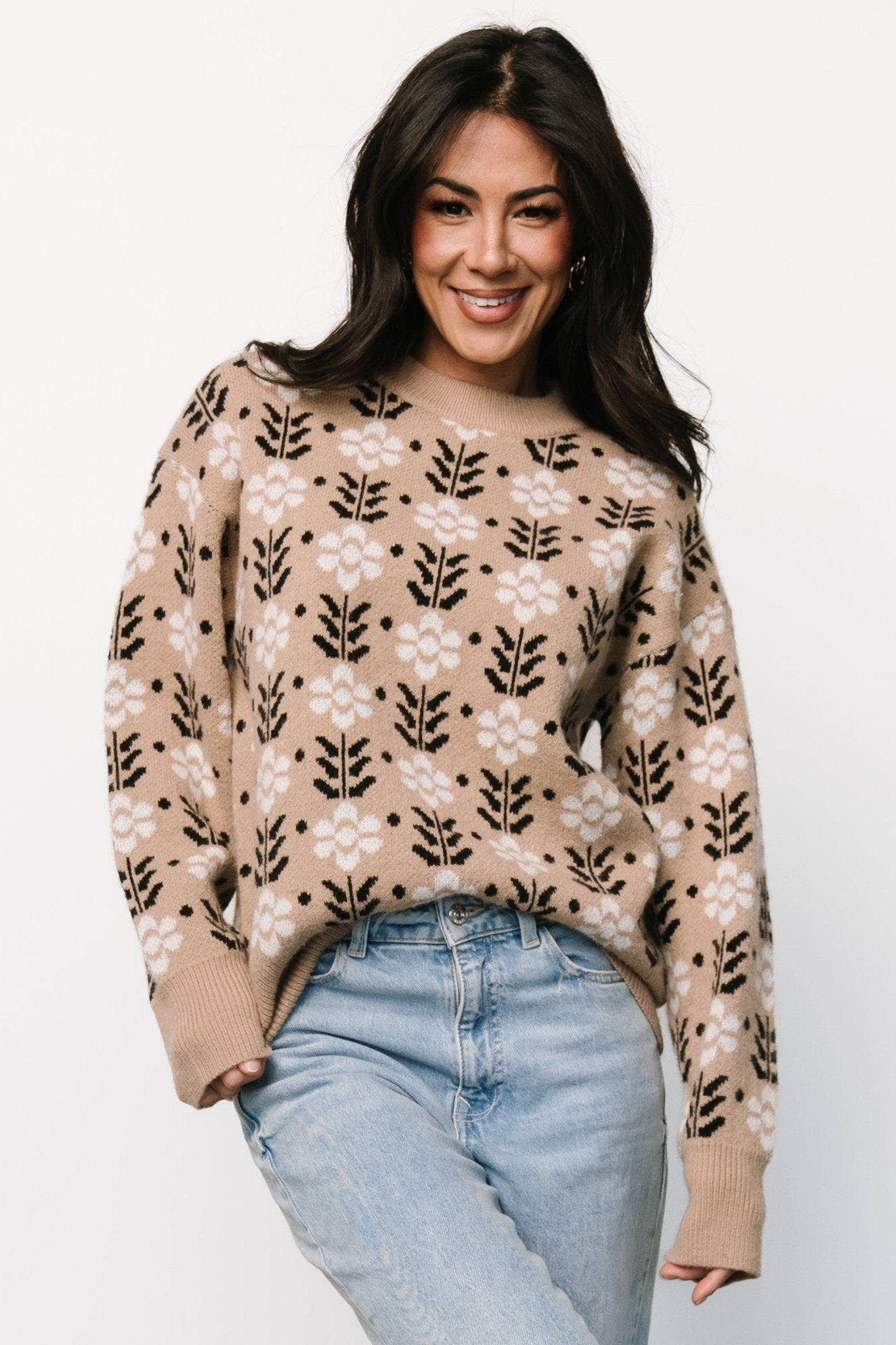 Norris Sweater | Tan Multi Floral