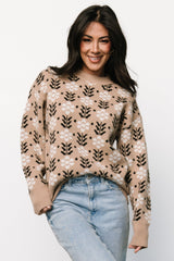 Norris Sweater | Tan Multi Floral