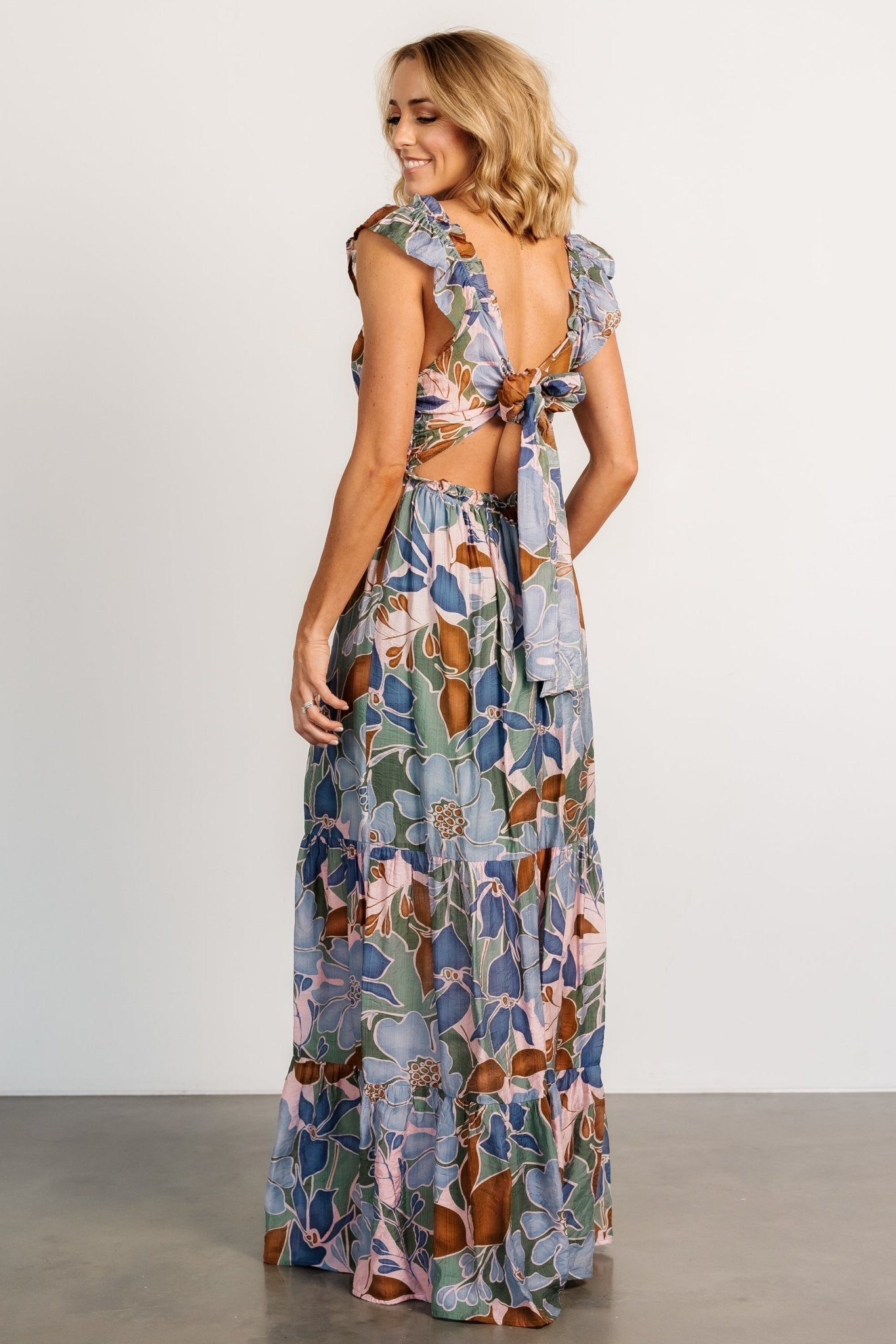 Nylah Back Tie Maxi Dress | Blue Multi