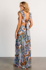 Nylah Back Tie Maxi Dress | Blue Multi