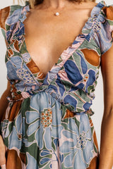 Nylah Back Tie Maxi Dress | Blue Multi