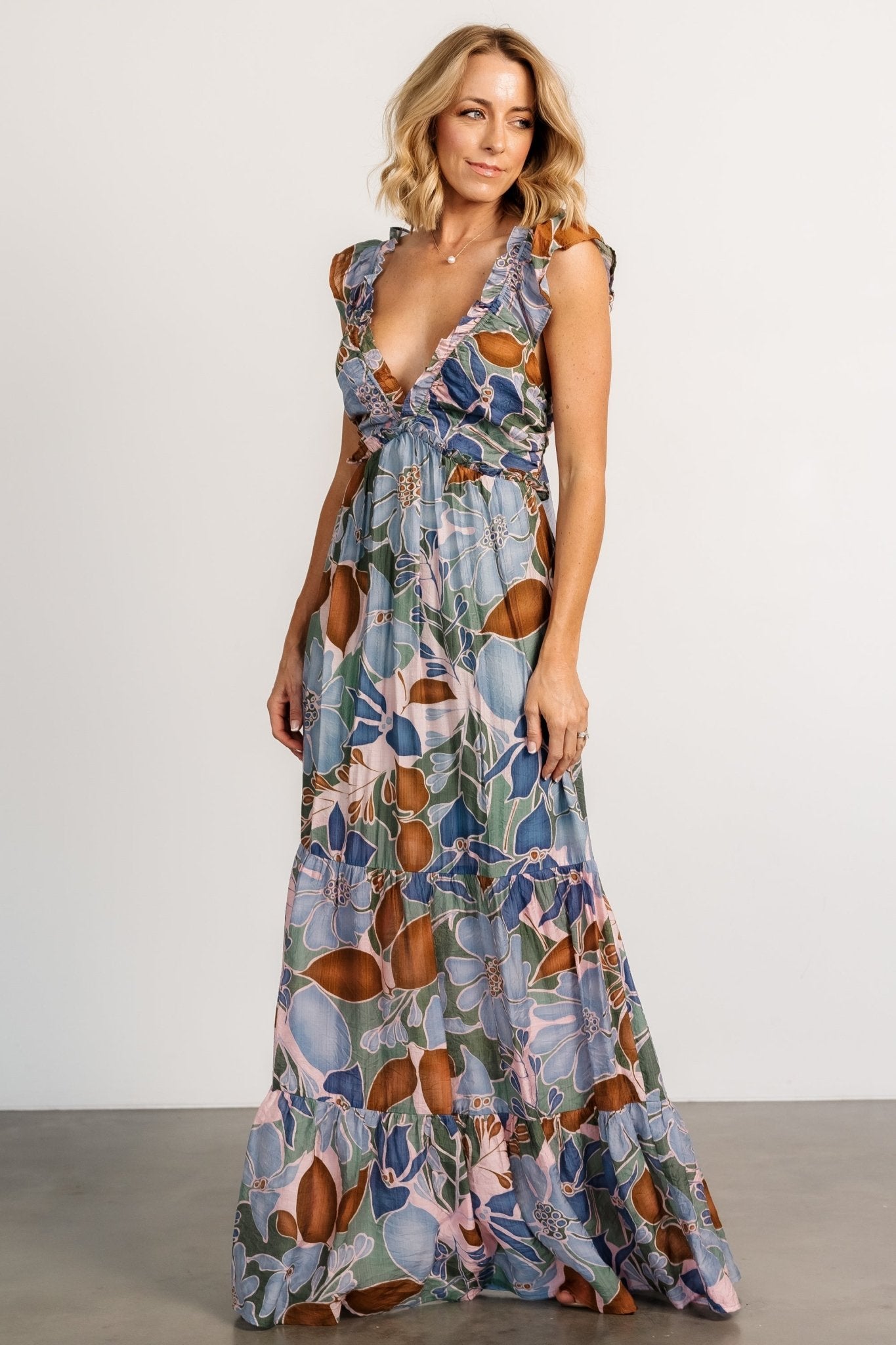 Nylah Back Tie Maxi Dress | Blue Multi