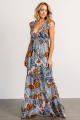 Nylah Back Tie Maxi Dress | Blue Multi