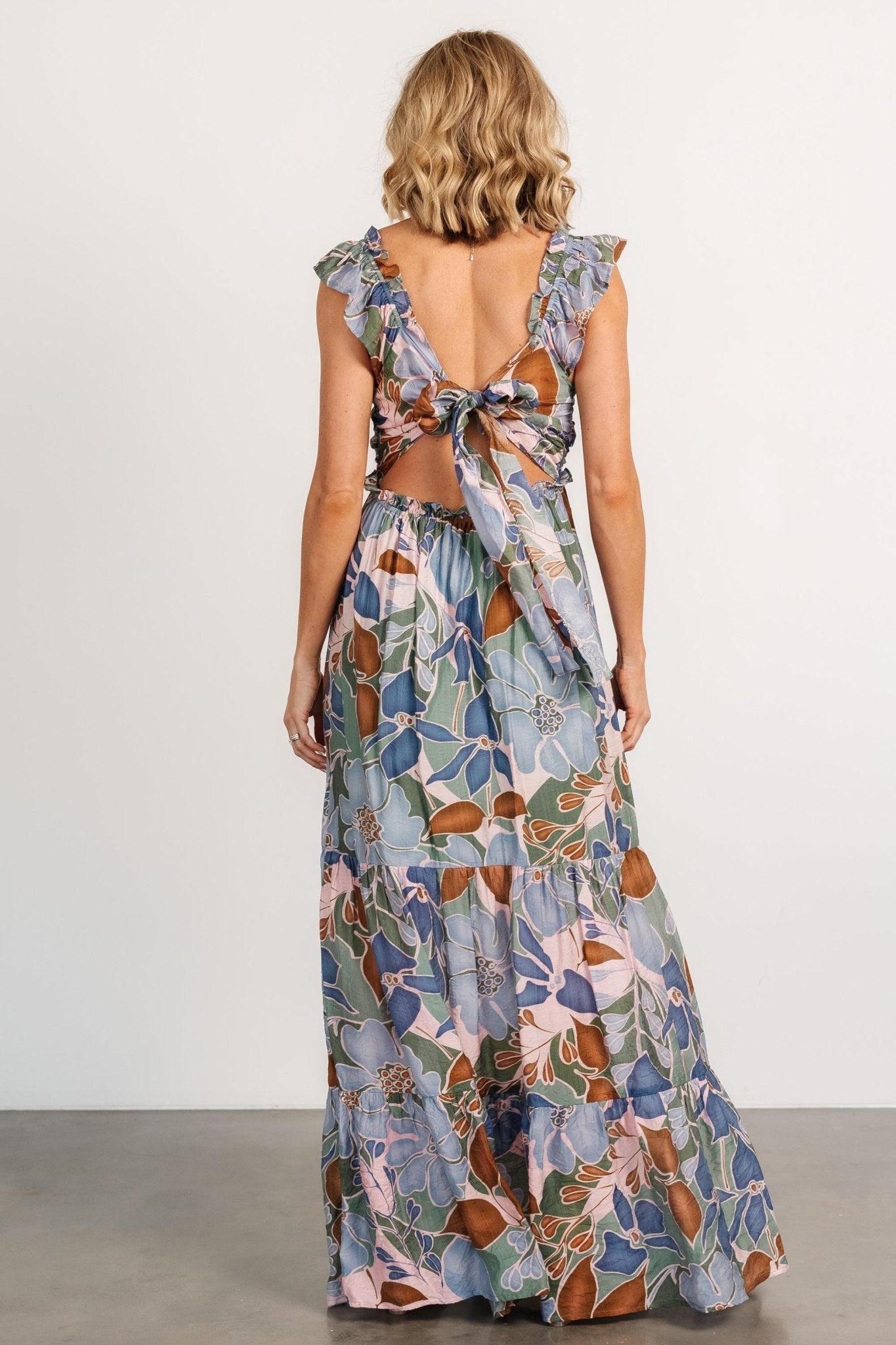 Nylah Back Tie Maxi Dress | Blue Multi