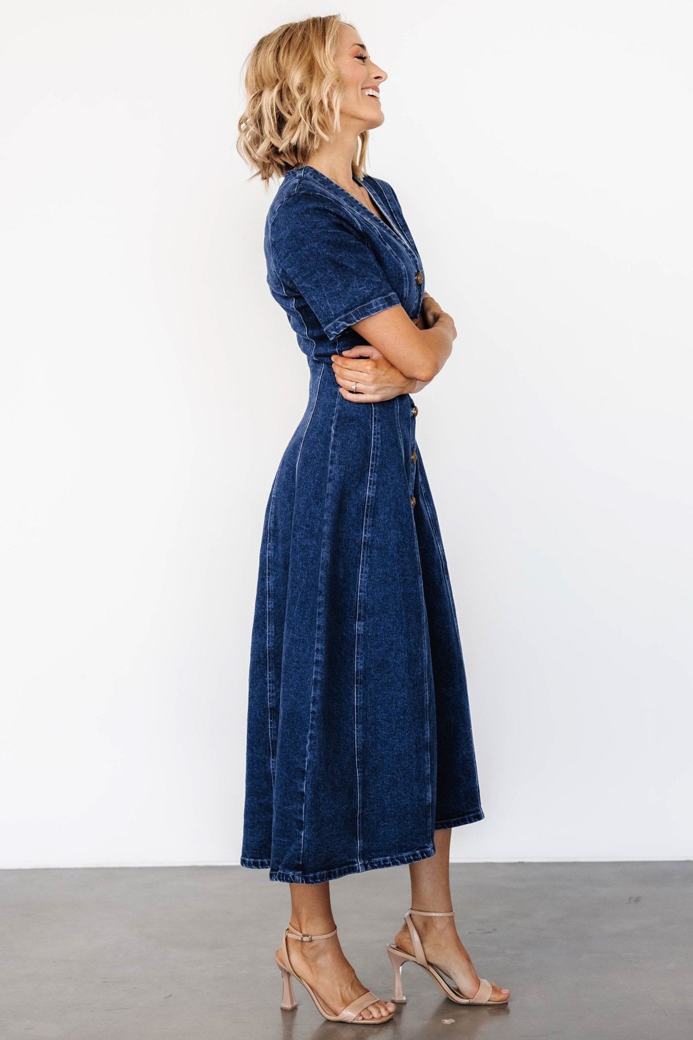 Oakley Button Denim Dress | Blue