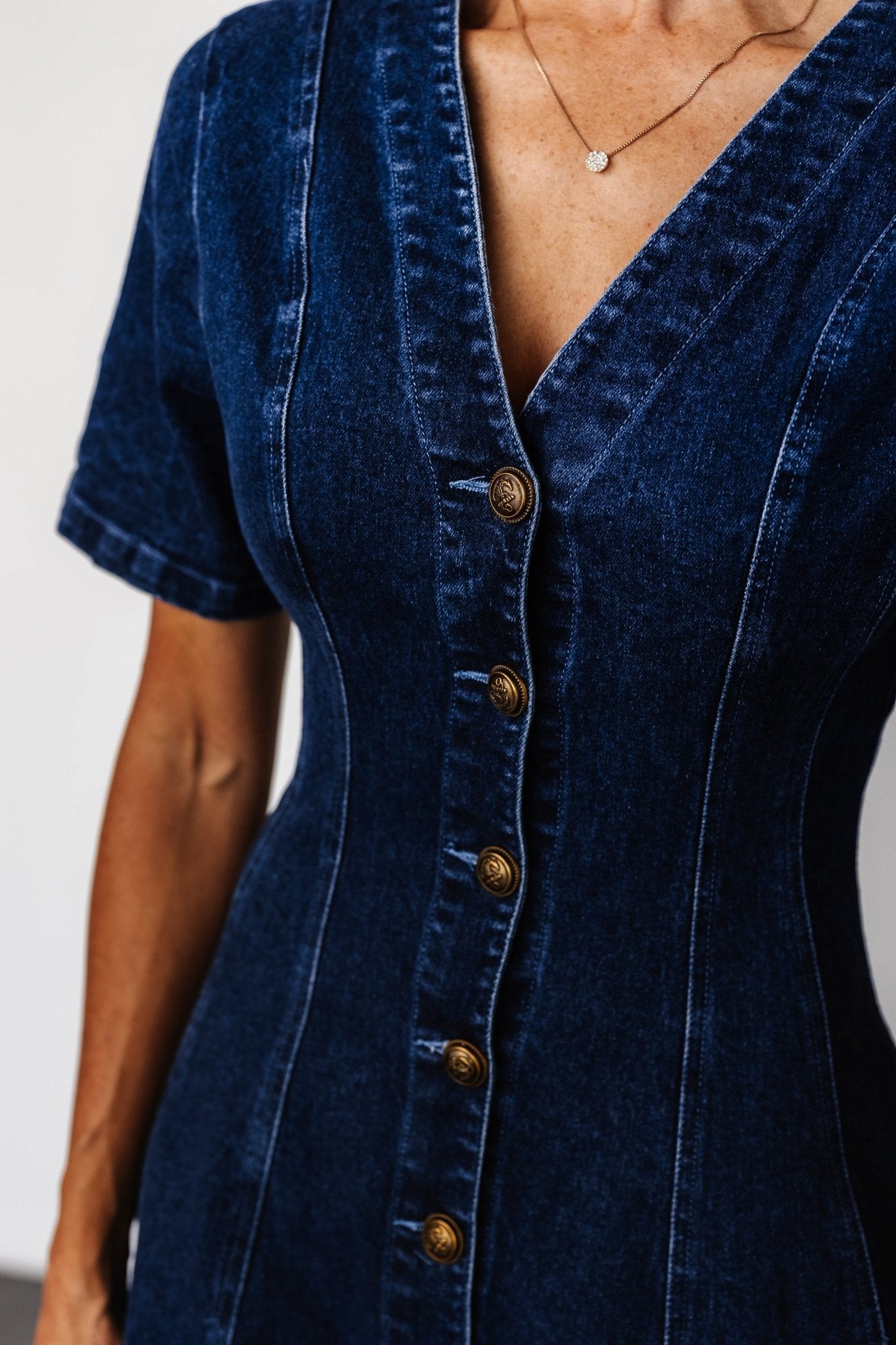 Oakley Button Denim Dress | Blue