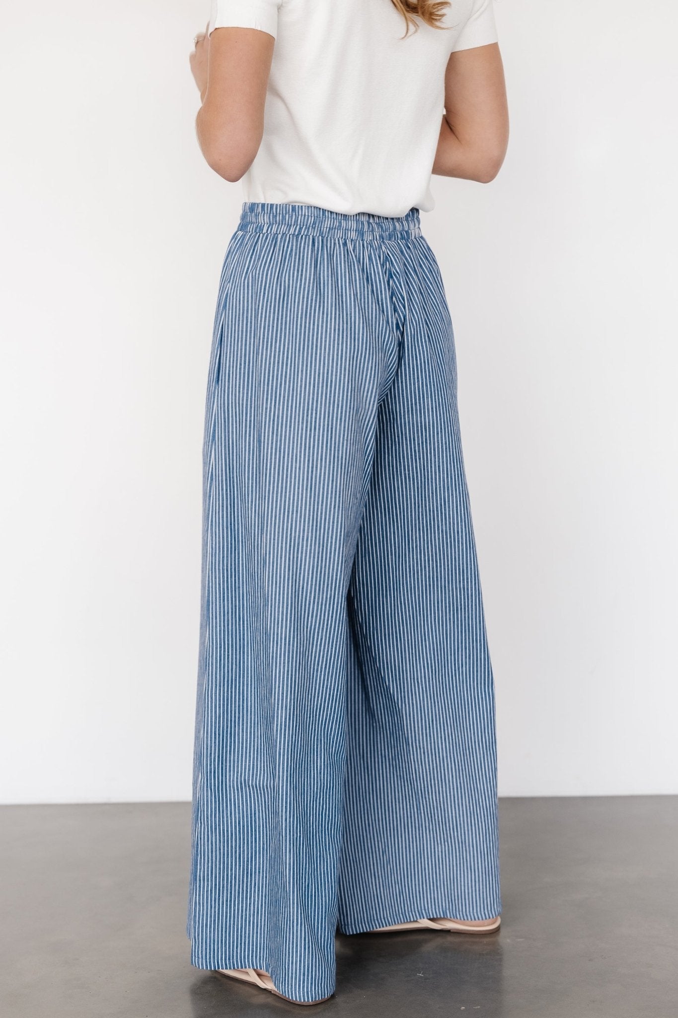 Odelia Striped Pants | Blue + Off White Stripe