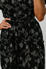 Odeya Tiered Midi Dress | Black + White