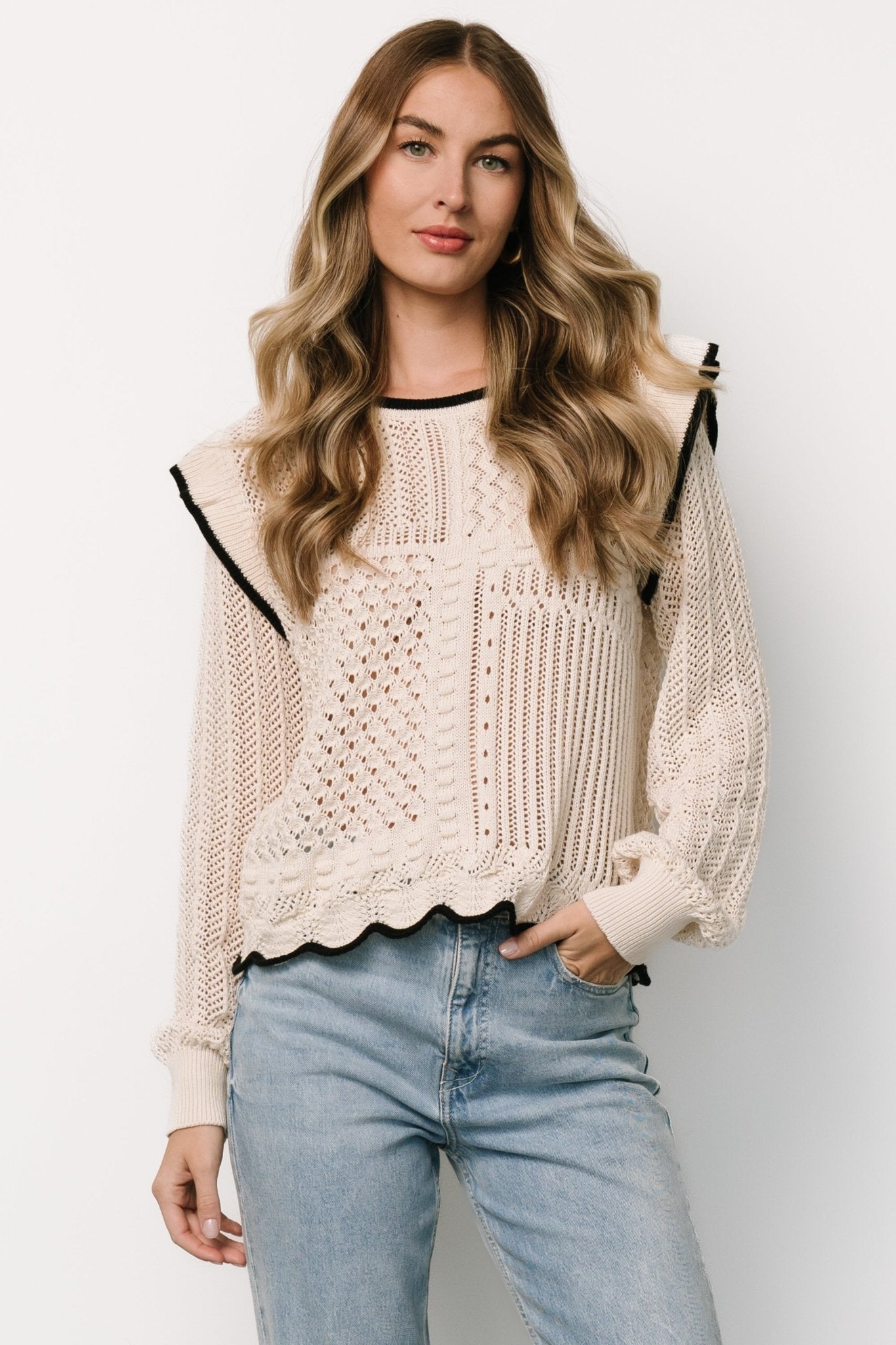 Oleya Knit Sweater Top | Ivory