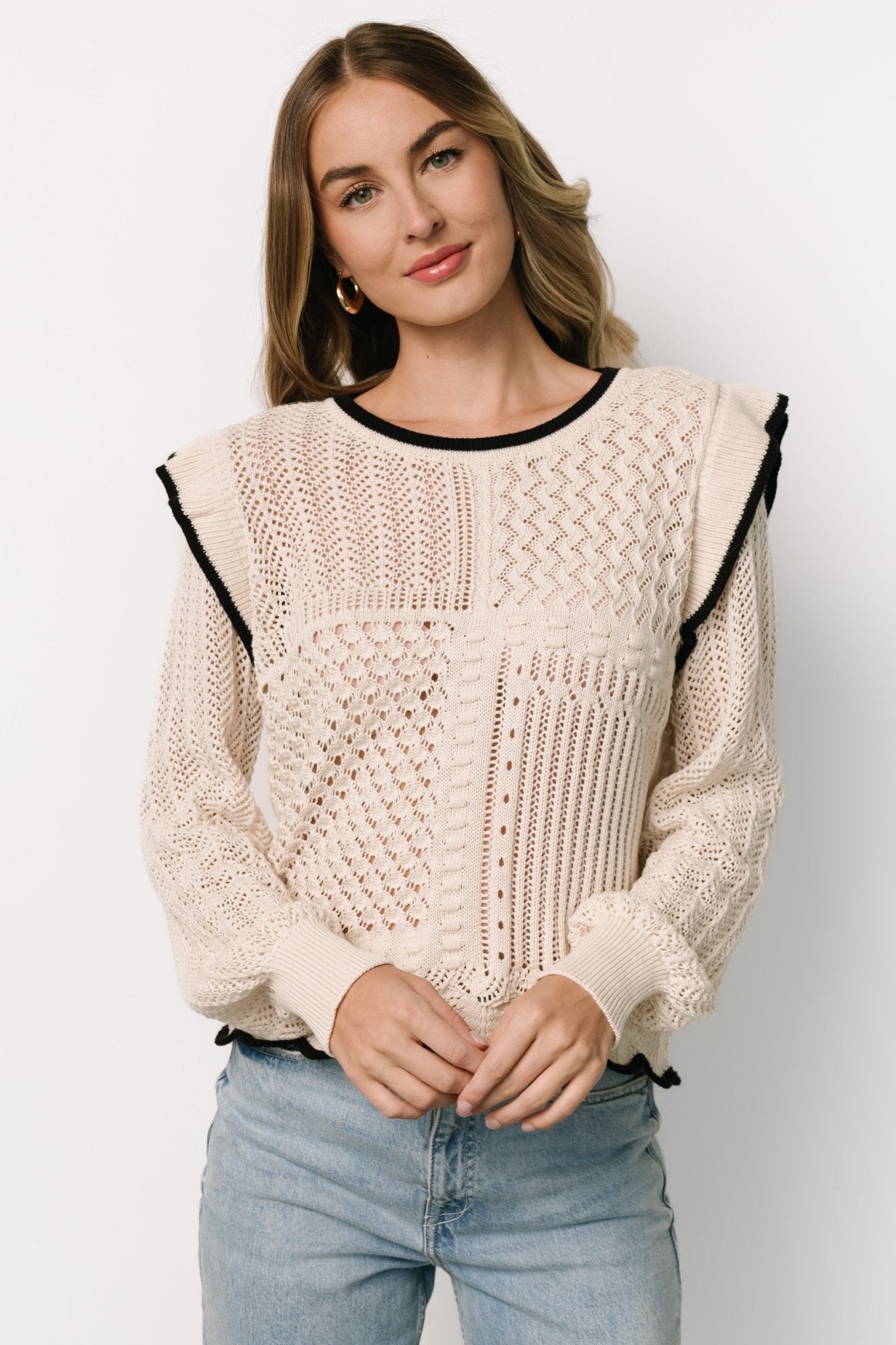 Oleya Knit Sweater Top | Ivory