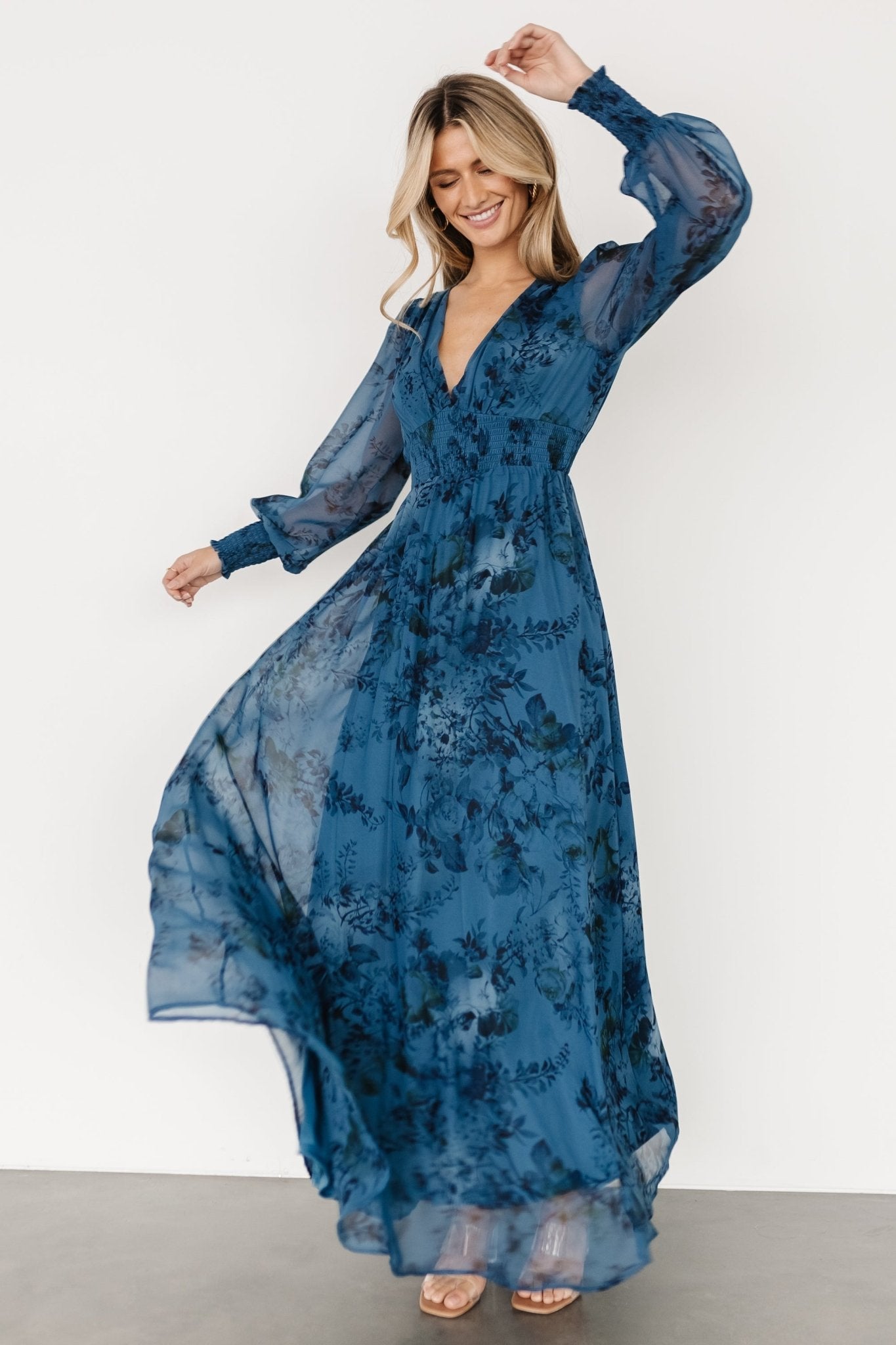 Olivia Maxi Dress | Deep Blue Floral