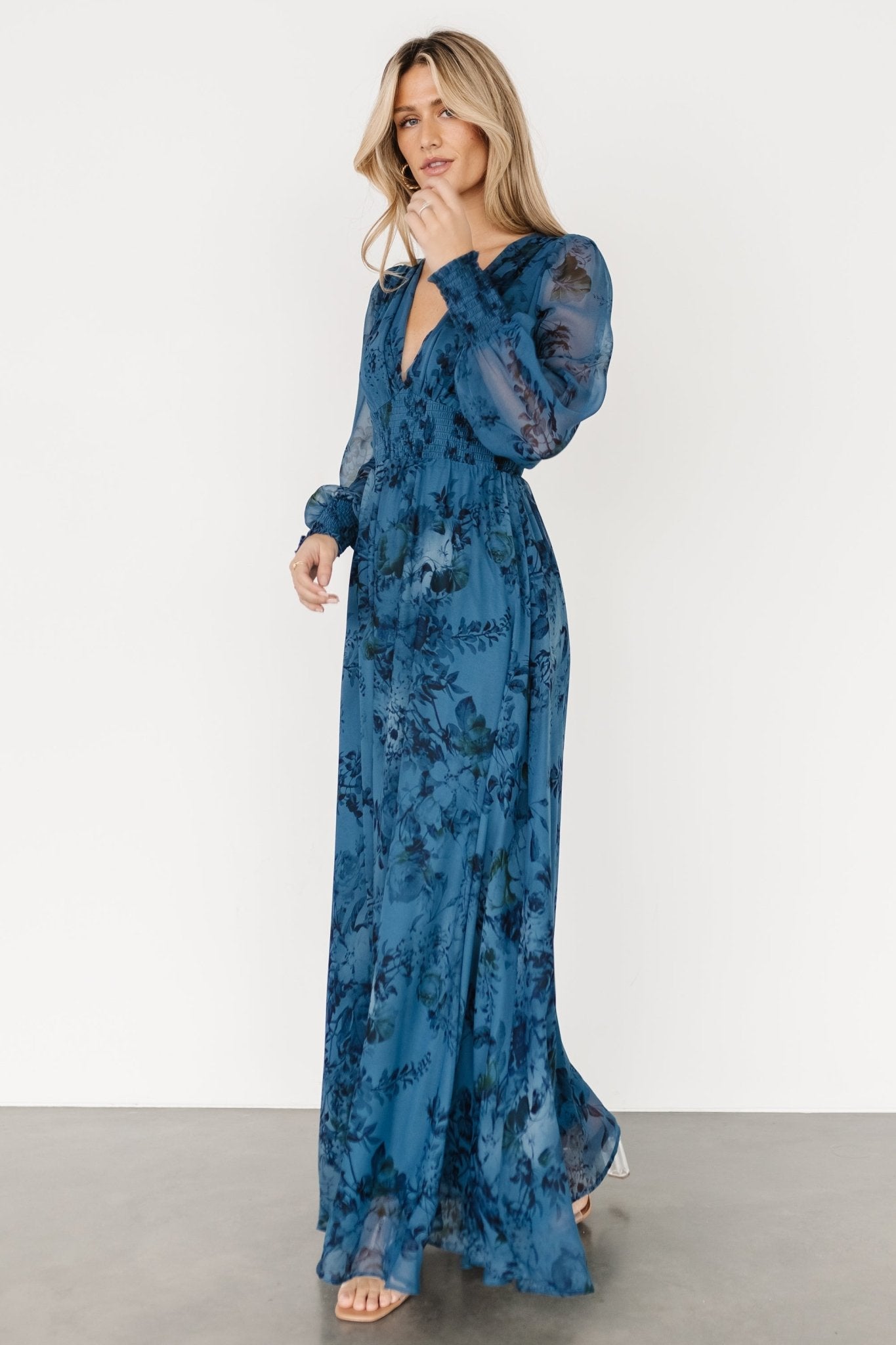 Olivia Maxi Dress | Deep Blue Floral
